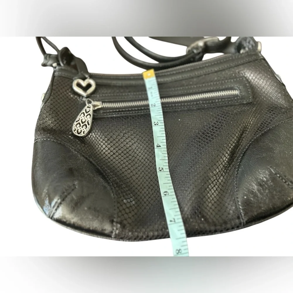 Brighton Women's Black Snakeskin Embossed Leather‎ Hobo Bag Purse